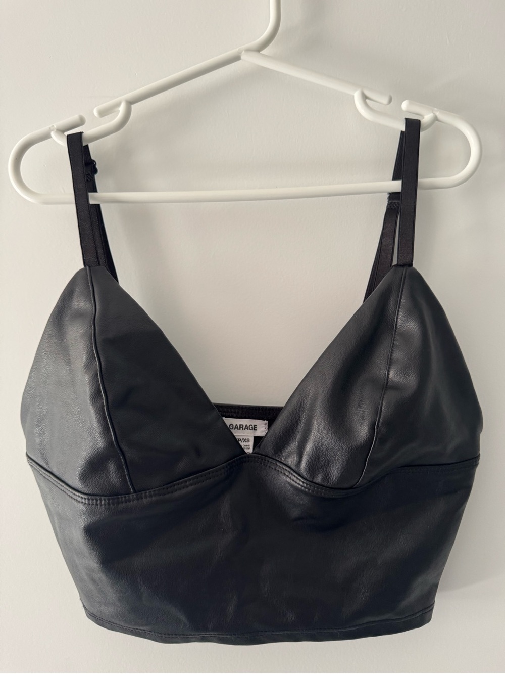 Garage Black Faux Leather Bralette Crop Top Size XS